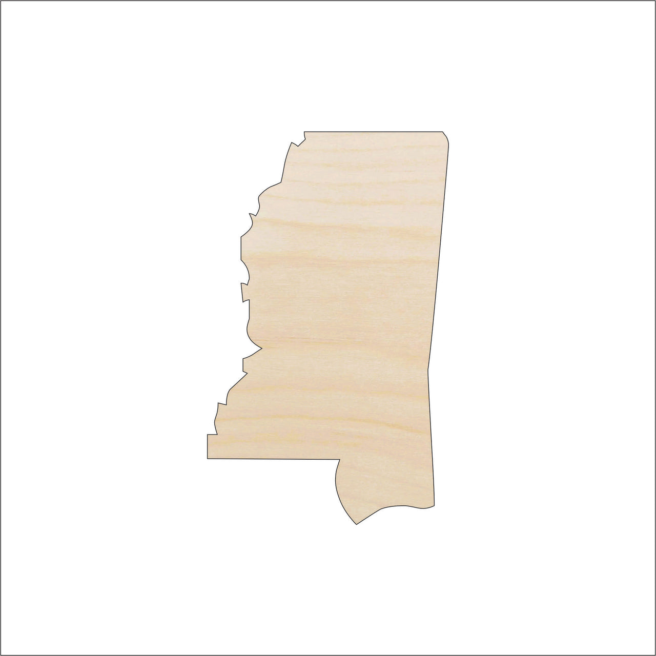 Mississippi Wood Craft Shape - Laser Cut Baltic Birch Unfinished DIY Wood Art Supplies STAT72 - The Wood Shape Store