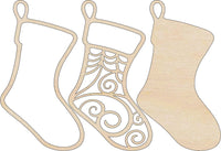 Stocking 3D Laser Cut Ornament – Baltic Birch Wood Craft Supplies | DIY Wood Ornament Kit XM43 - The Wood Shape Store