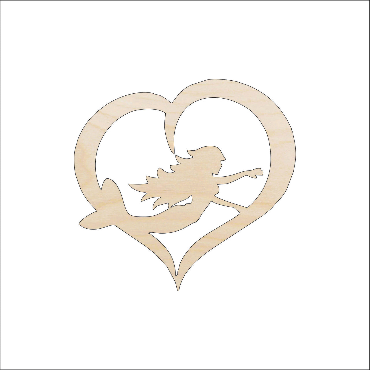 Mermaid Wood Craft Shape - Laser Cut Baltic Birch Unfinished DIY Wood Art Supplies MYTH135 - The Wood Shape Store