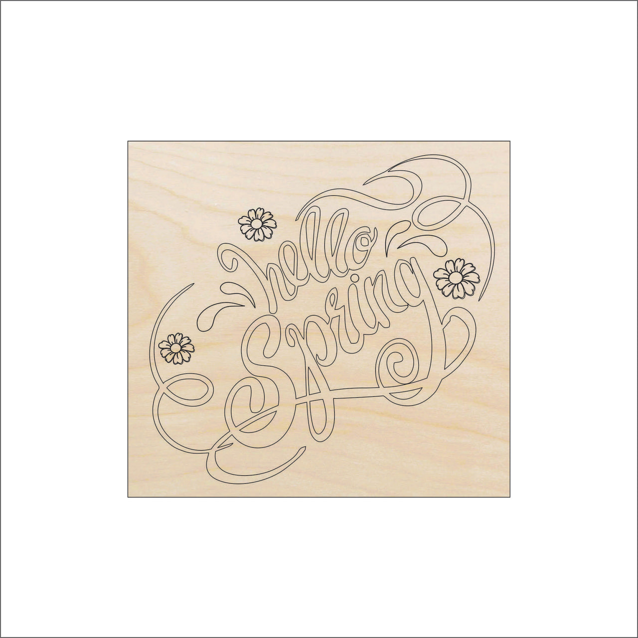 Hello Spring Wood Craft Shape - Laser Cut Baltic Birch Unfinished DIY Wood Art Supplies SGN77 - The Wood Shape Store