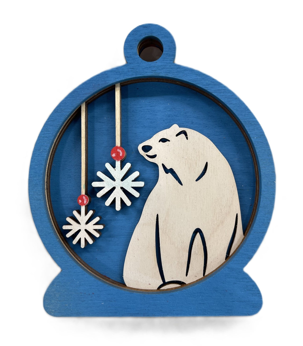Polar Bear Wood Craft Ornament – Laser Cut Baltic Birch Unfinished DIY Art Supplies Kit AN25 - The Wood Shape Store