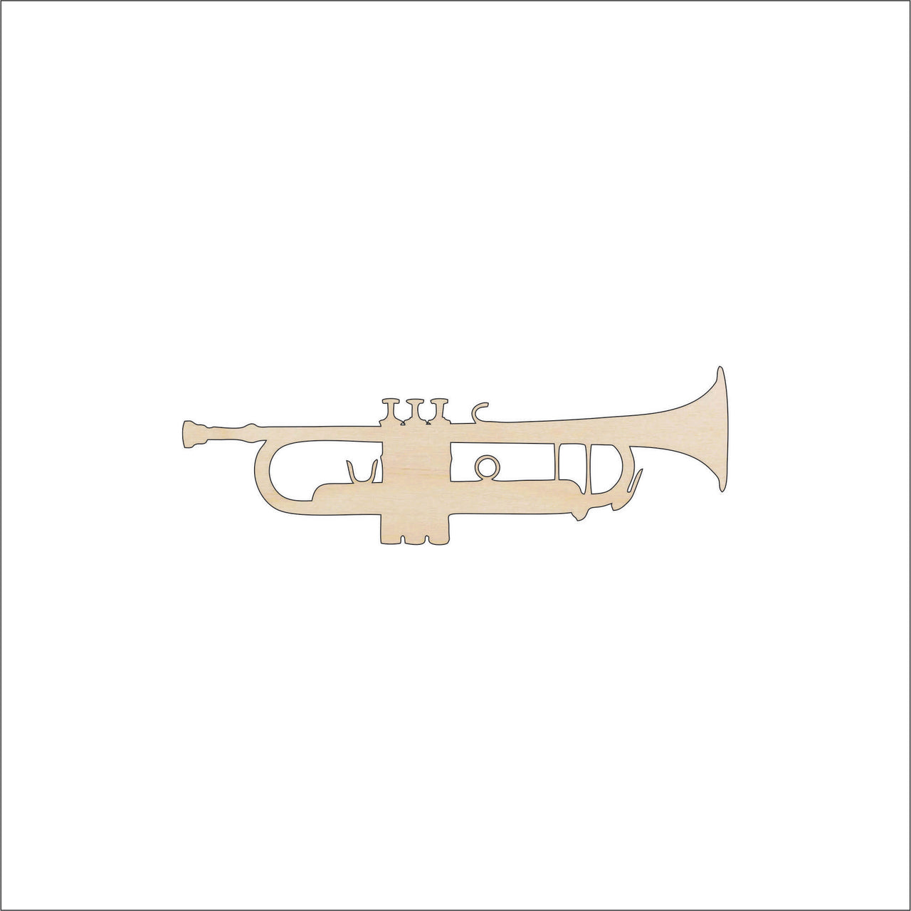 Trumpet Wood Craft Shape - Laser Cut Baltic Birch Unfinished DIY Wood Art Supplies MSC36 - The Wood Shape Store