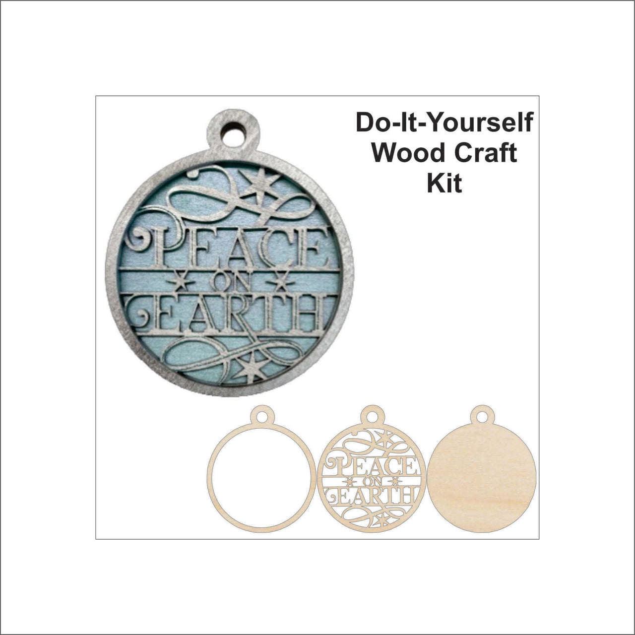 Peace 3D Laser Cut Ornament – Baltic Birch Wood Craft Supplies | DIY Wood Ornament Kit RE9 - The Wood Shape Store
