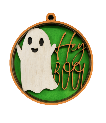 Ghost 3D Laser Cut Ornament – Baltic Birch Wood Craft Supplies | DIY Wood Ornament Kit HA19 - The Wood Shape Store