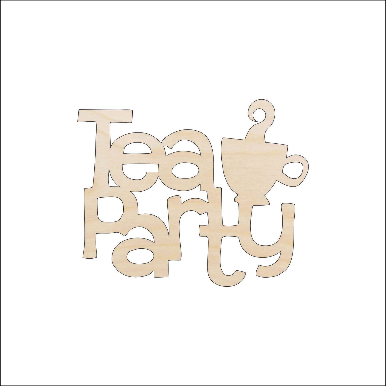 Tea Party Wood Craft Shape - Laser Cut Baltic Birch Unfinished DIY Wood Art Supplies FOD41 - The Wood Shape Store