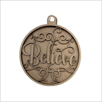 Believe 3D Laser Cut Ornament – Baltic Birch Wood Craft Supplies | DIY Ornament Kit RE17 - The Wood Shape Store