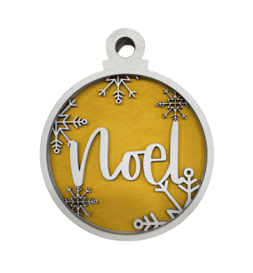 Noel 3D Laser Cut Ornament – Baltic Birch Wood Craft Supplies | DIY Wood Ornament Kit RE6 - The Wood Shape Store