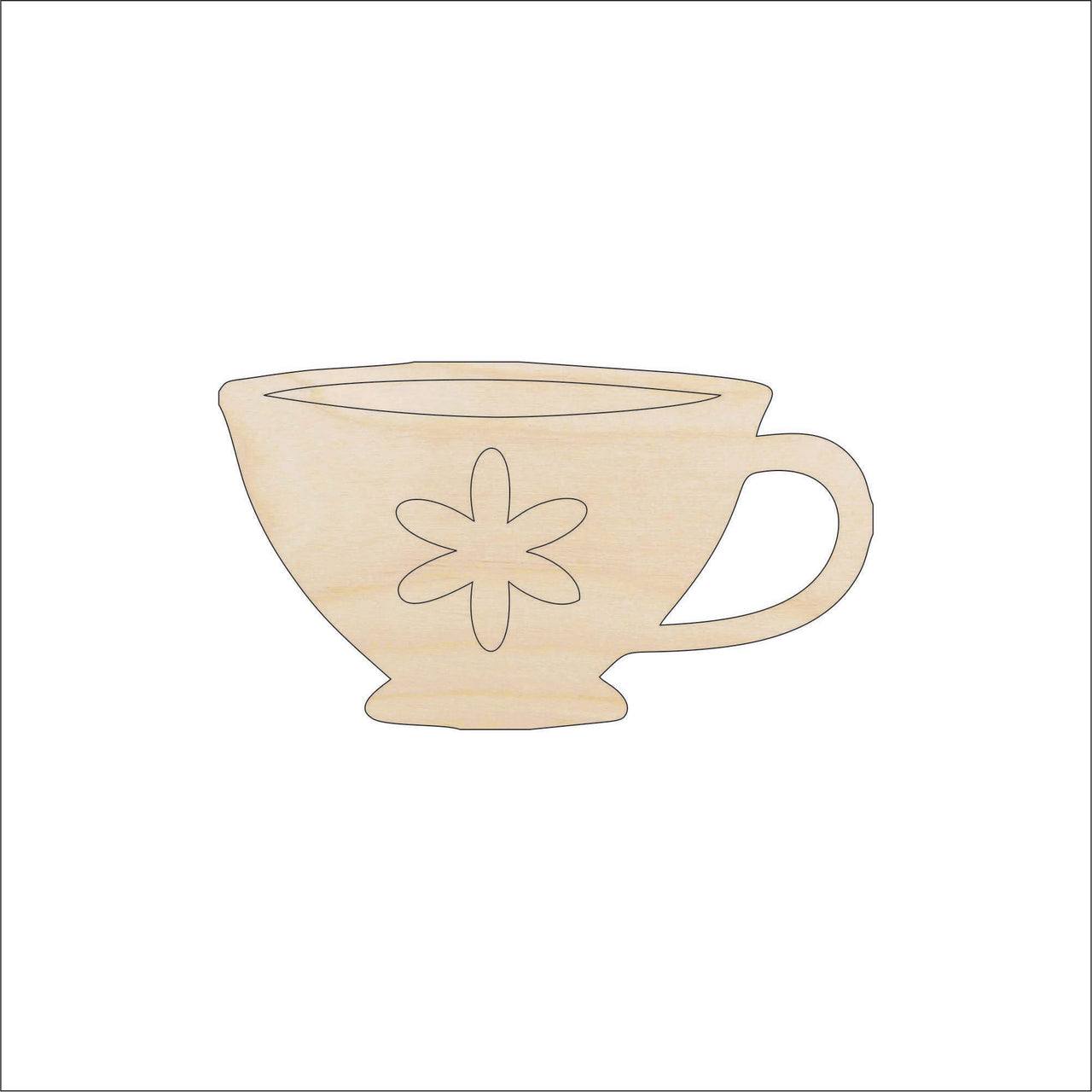Teacup Wood Craft Shape - Laser Cut Baltic Birch Unfinished DIY Wood Art Supplies FOD164 - The Wood Shape Store