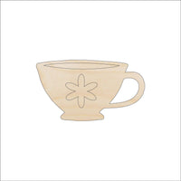 Teacup Wood Craft Shape - Laser Cut Baltic Birch Unfinished DIY Wood Art Supplies FOD164 - The Wood Shape Store