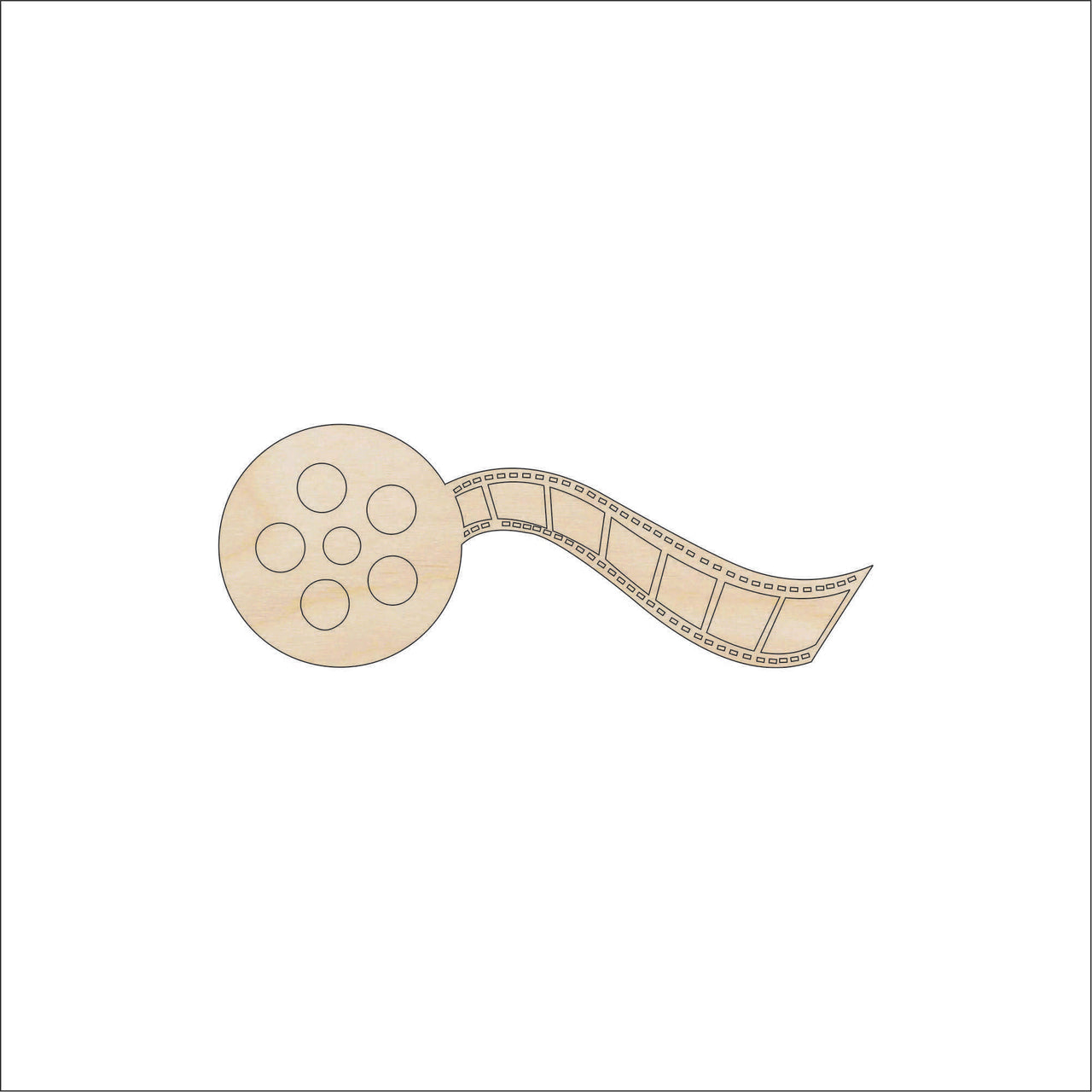 Film Reel Wood Craft Shape - Laser Cut Baltic Birch Unfinished DIY Wood Art Supplies MVE9 - The Wood Shape Store