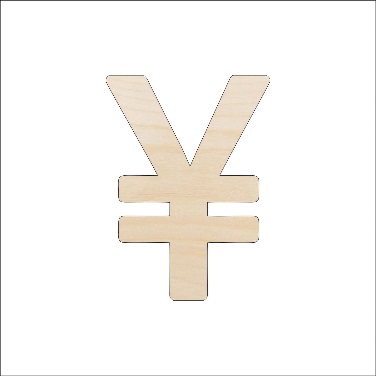 Yen Symbol Wood Craft Shape - Laser Cut Baltic Birch Unfinished DIY Art Supplies MNY2 - The Wood Shape Store