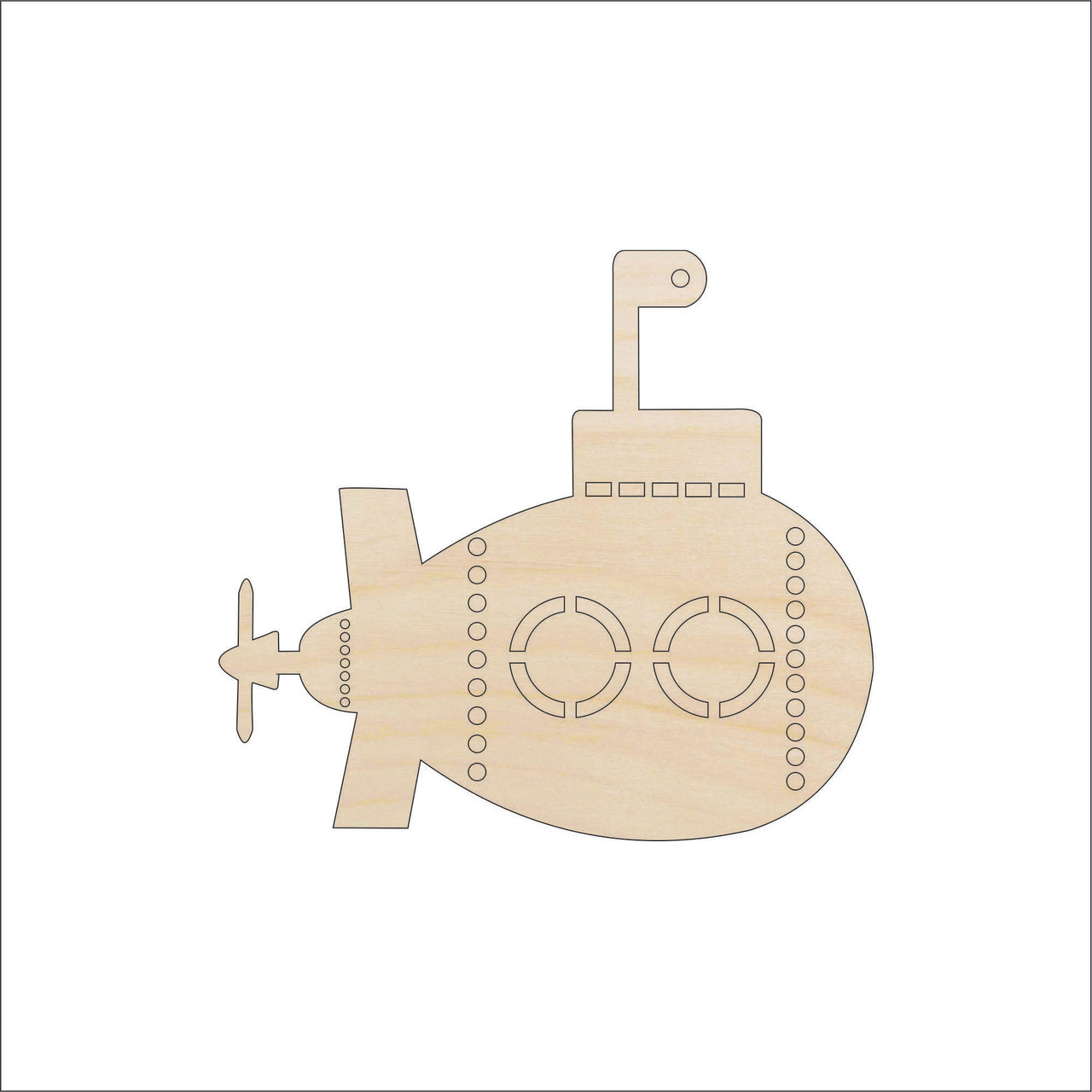 Submarine Wood Craft Shape - Laser Cut Baltic Birch Unfinished DIY Wood Art Supplies BOT15 - The Wood Shape Store