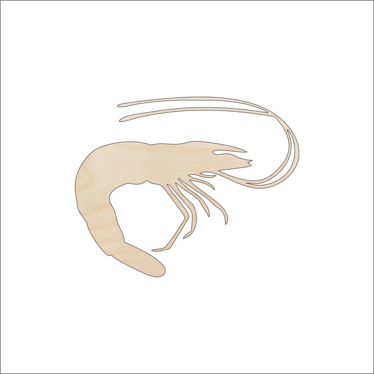 Shrimp Wood Craft Shape - Laser Cut Baltic Birch Unfinished DIY Wood Art Supplies SEA60 - The Wood Shape Store