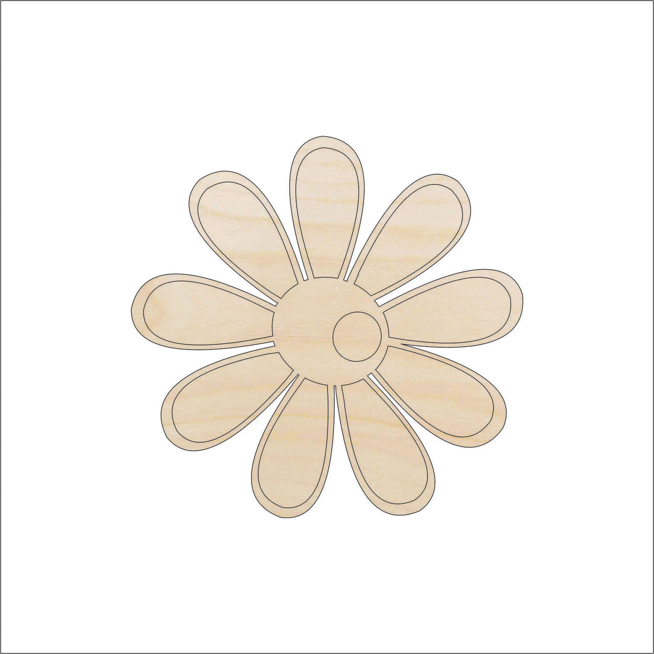 Flower Wood Craft Shape - Laser Cut Baltic Birch Unfinished DIY Wood Art Supplies FLR73 - The Wood Shape Store