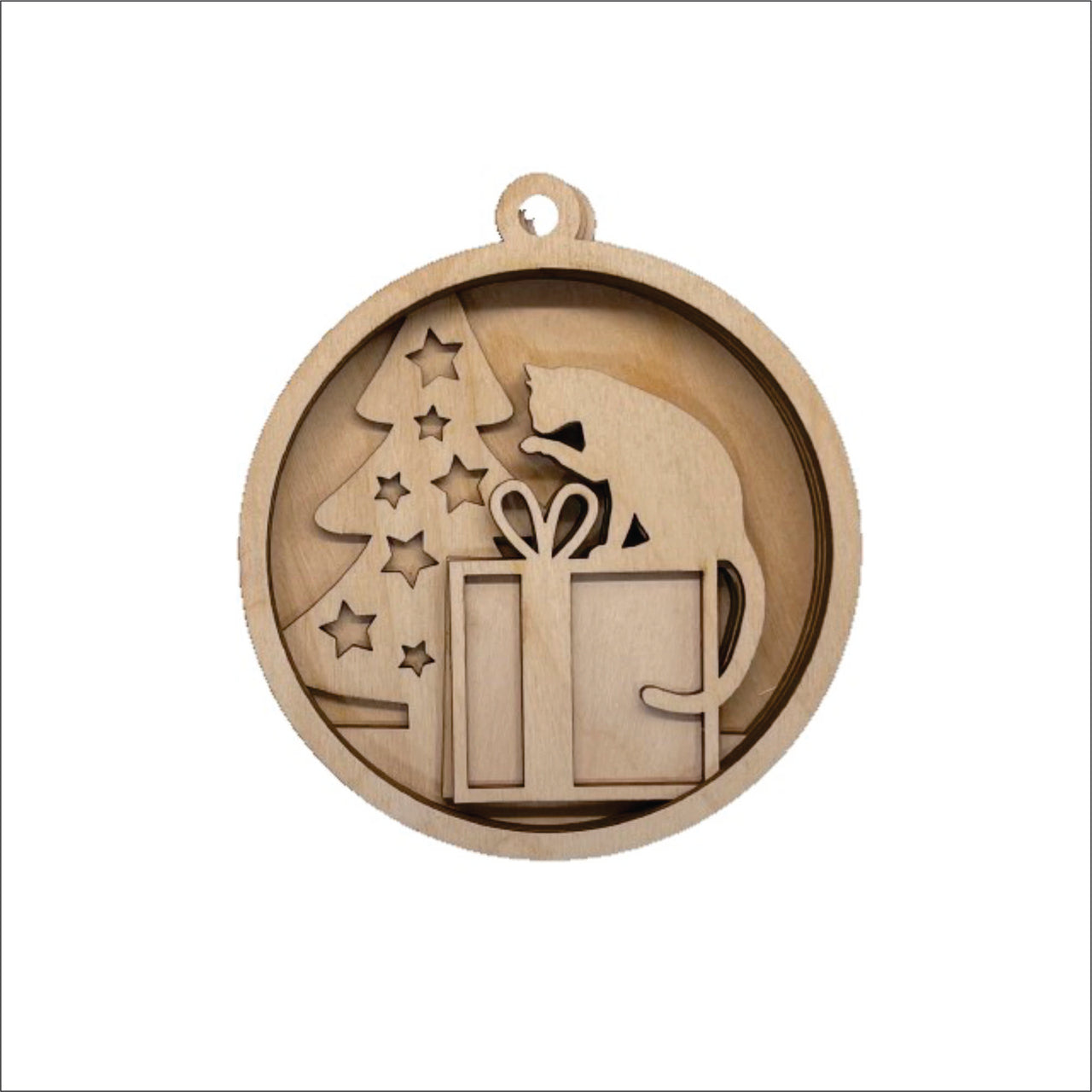 Cat 3D Laser Cut Ornament – Baltic Birch Wood Craft Supplies | DIY Wood Ornament Kit AN30 - The Wood Shape Store