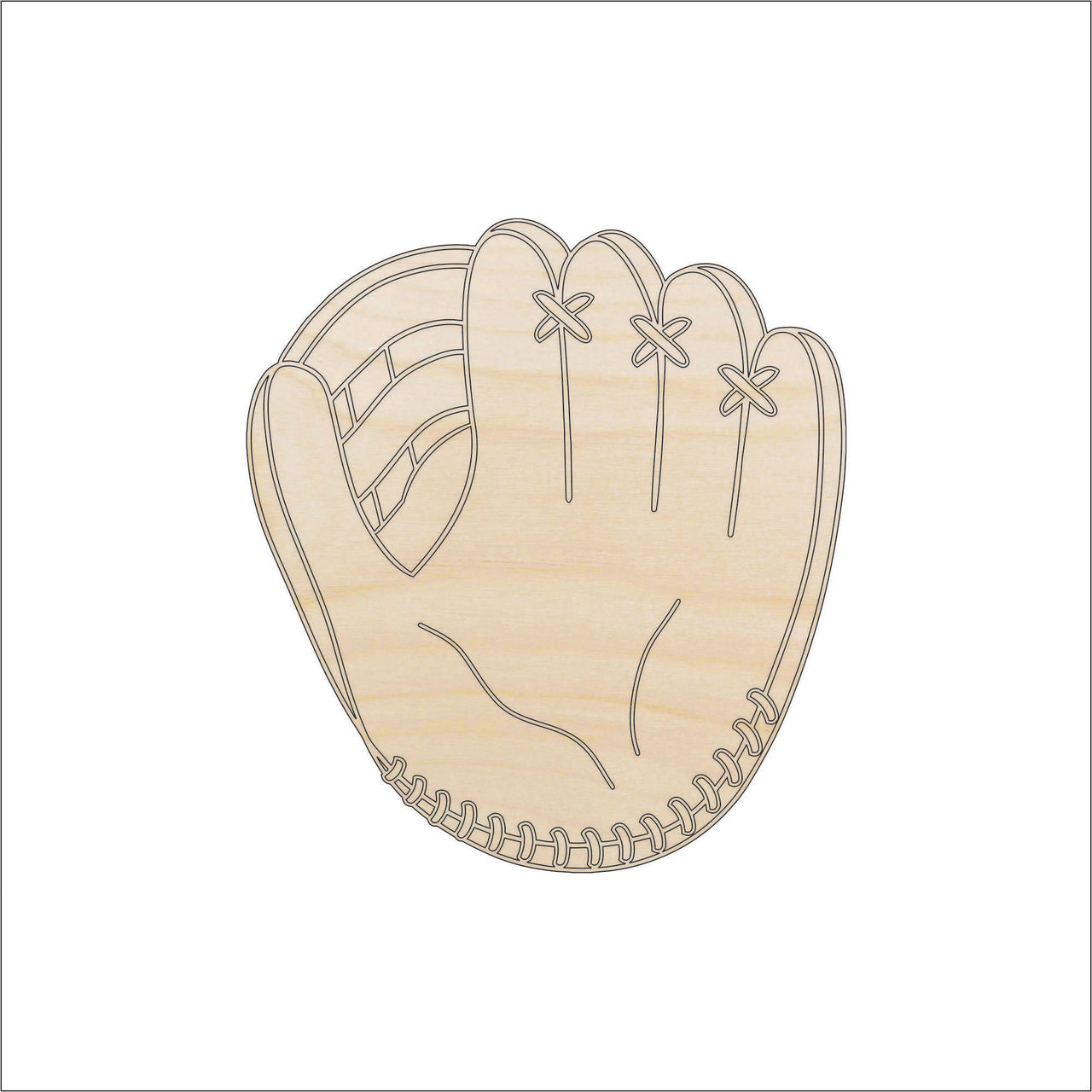 Baseball Mitt Wood Craft Shape - Laser Cut Baltic Birch Unfinished DIY Wood Art Supplies SPT252 - The Wood Shape Store