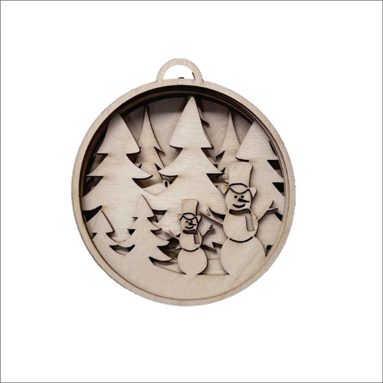 Snowman 3D Laser Cut Ornament – Baltic Birch Wood Craft Supplies | DIY Wood Ornament Kit XM75 - The Wood Shape Store