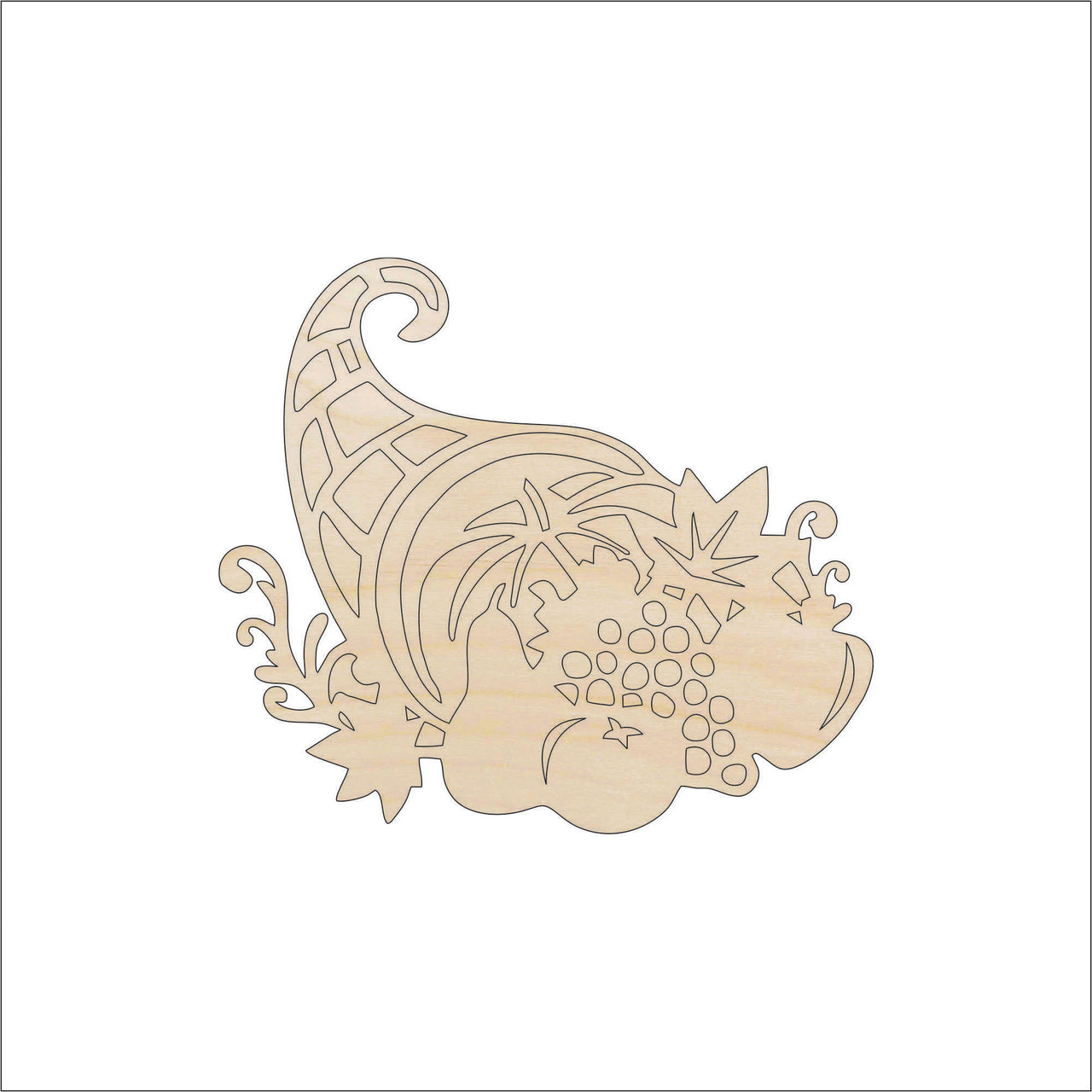 Cornucopia Wood Craft Shape - Laser Cut Baltic Birch Unfinished DIY Wood Art Supplies FAL74 - The Wood Shape Store