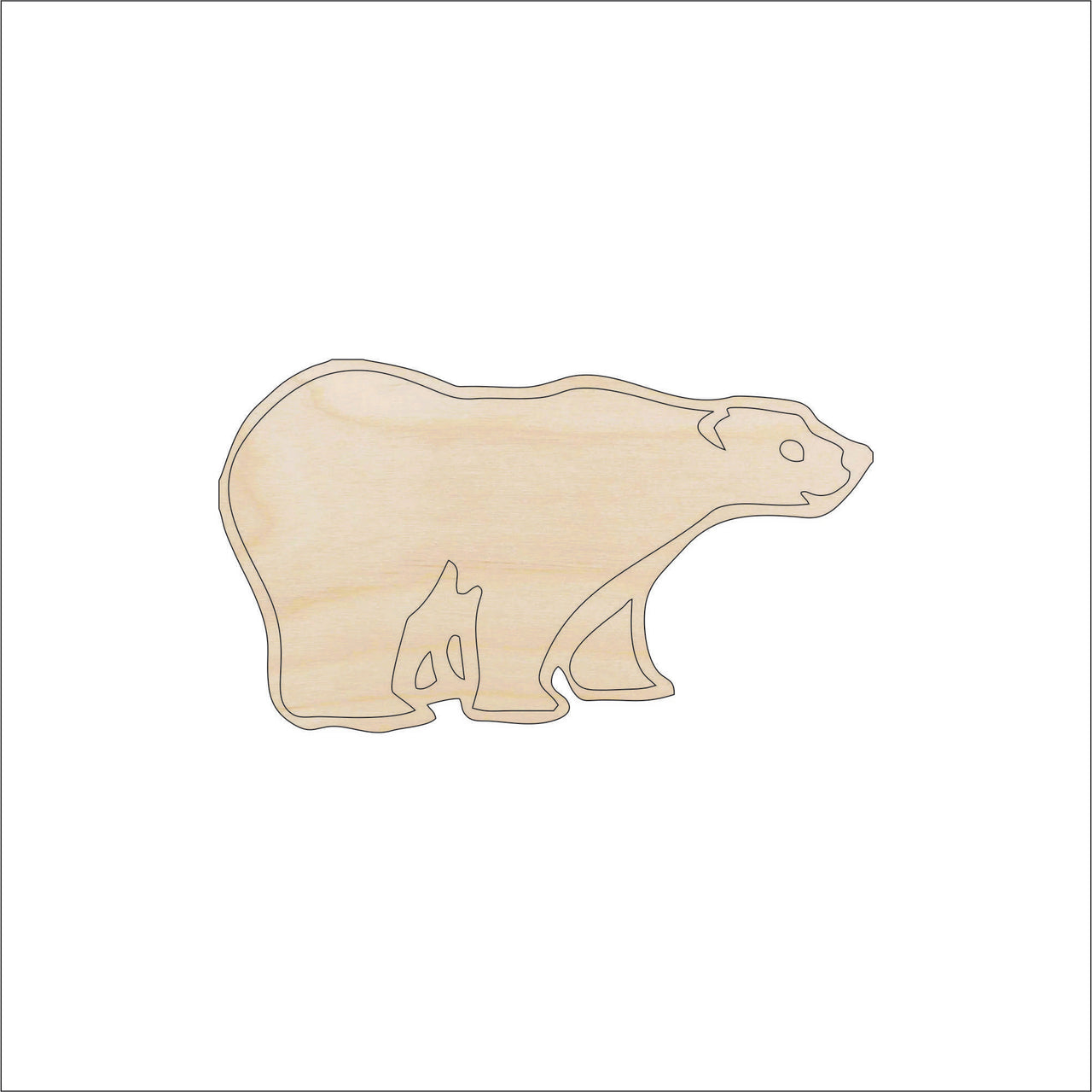 Bear Wood Craft Shape – Laser Cut Baltic Birch Unfinished DIY Wood Art Supplies BER6 - The Wood Shape Store