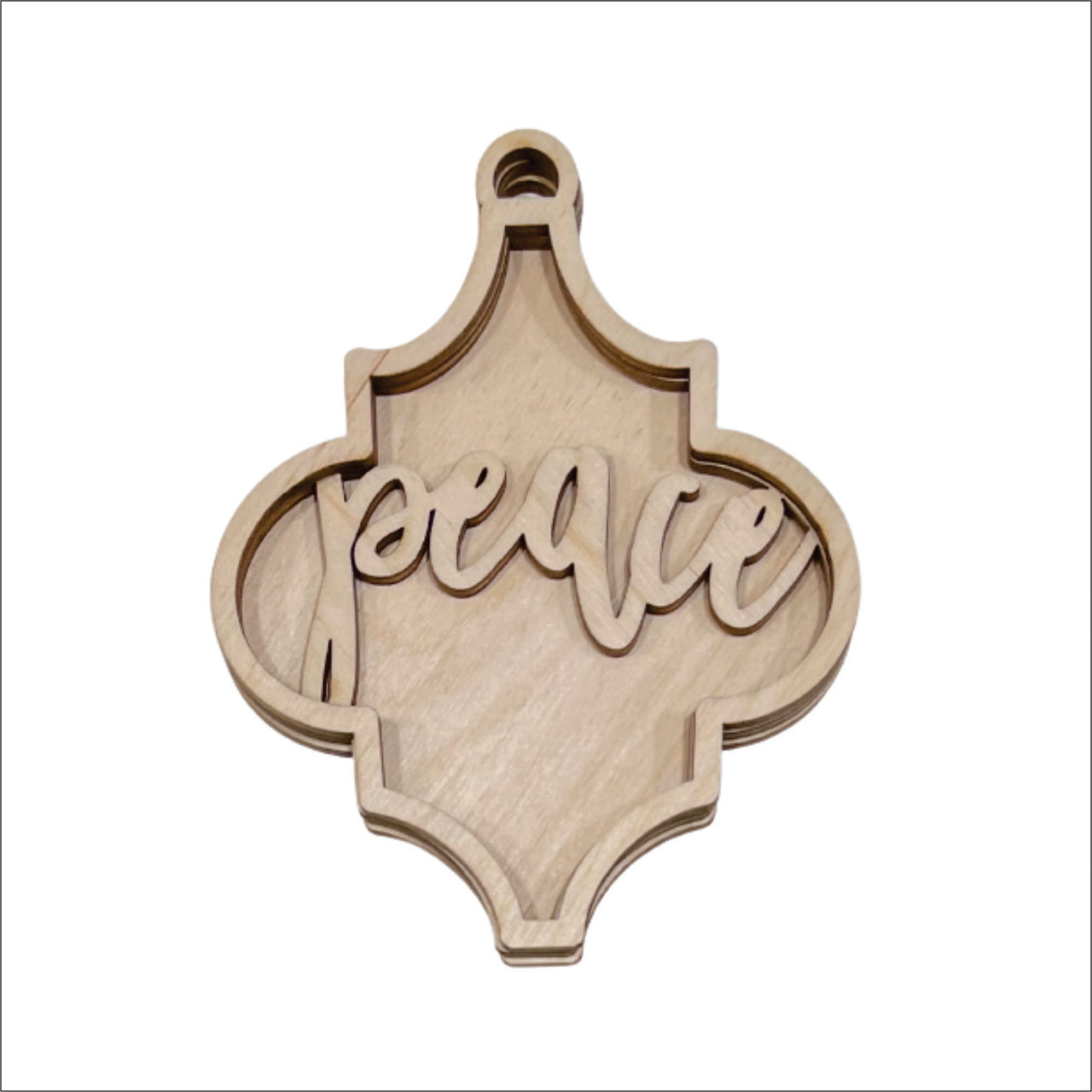 Peace 3D Laser Cut Ornament – Baltic Birch Wood Craft Supplies | DIY Wood Ornament Kit RE2 - The Wood Shape Store