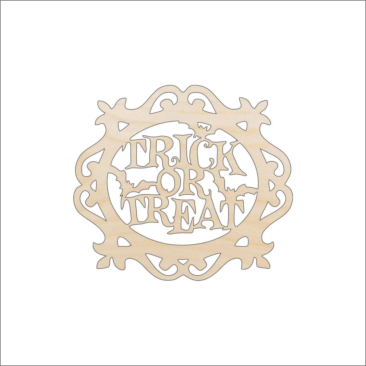 Trick or Treat Wood Craft Shape – Laser Cut Baltic Birch Unfinished DIY Art Supplies FAL84 - The Wood Shape Store