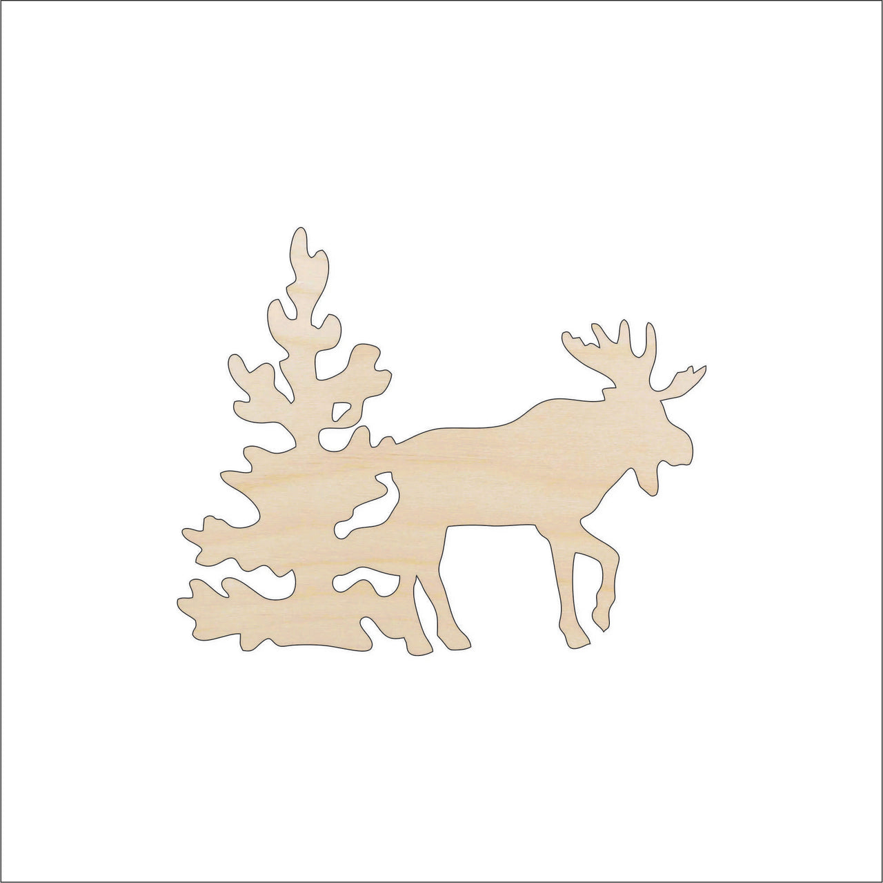 Moose Wood Craft Shape - Laser Cut Baltic Birch Unfinished DIY Wood Art Supplies MUS2 - The Wood Shape Store