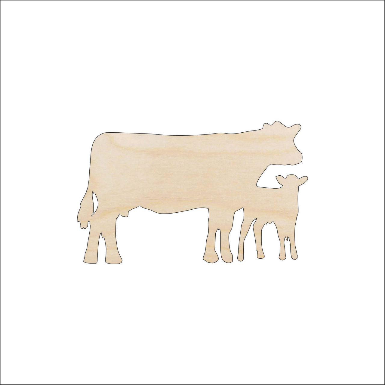 Cow Wood Craft Shape - Laser Cut Baltic Birch Unfinished DIY Wood Art Supplies COW30 - The Wood Shape Store