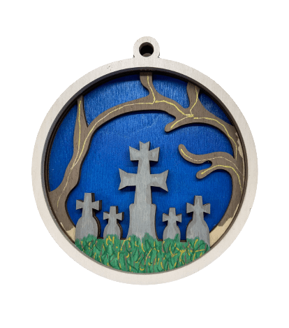 Graveyard 3D Laser Cut Ornament – Baltic Birch Wood Craft Supplies | DIY Wood Ornament Kit HA31 - The Wood Shape Store
