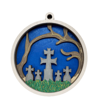 Graveyard 3D Laser Cut Ornament – Baltic Birch Wood Craft Supplies | DIY Wood Ornament Kit HA31 - The Wood Shape Store