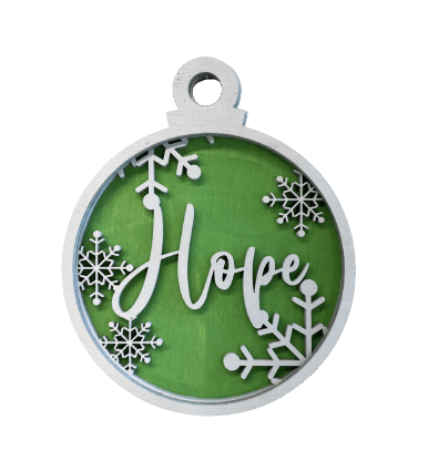 Hope 3D Laser Cut Ornament – Baltic Birch Wood Craft Supplies | DIY Wood Ornament Kit RE19 - The Wood Shape Store