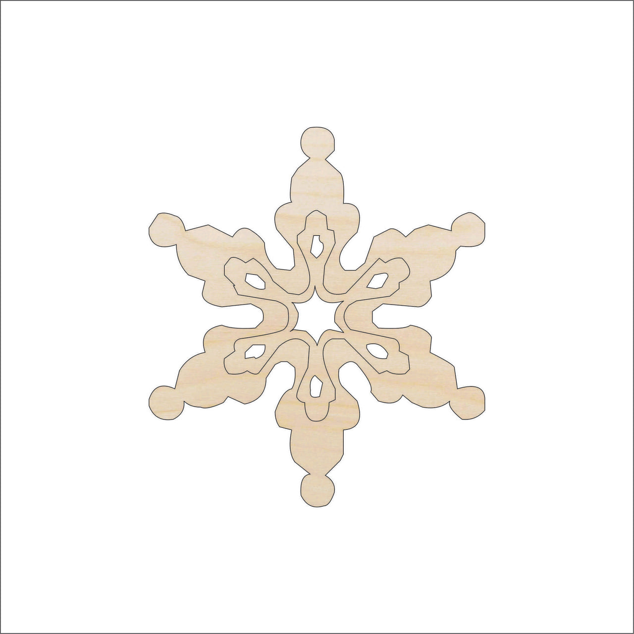 Snowflake Wood Craft Shape - Laser Cut Baltic Birch Unfinished DIY Wood Art Supplies SNW46 - The Wood Shape Store