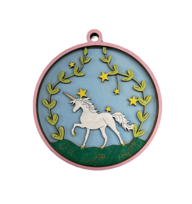 Unicorn 3D Laser Cut Ornament – Baltic Birch Wood Craft Supplies | DIY Wood Ornament Kit MY1 - The Wood Shape Store