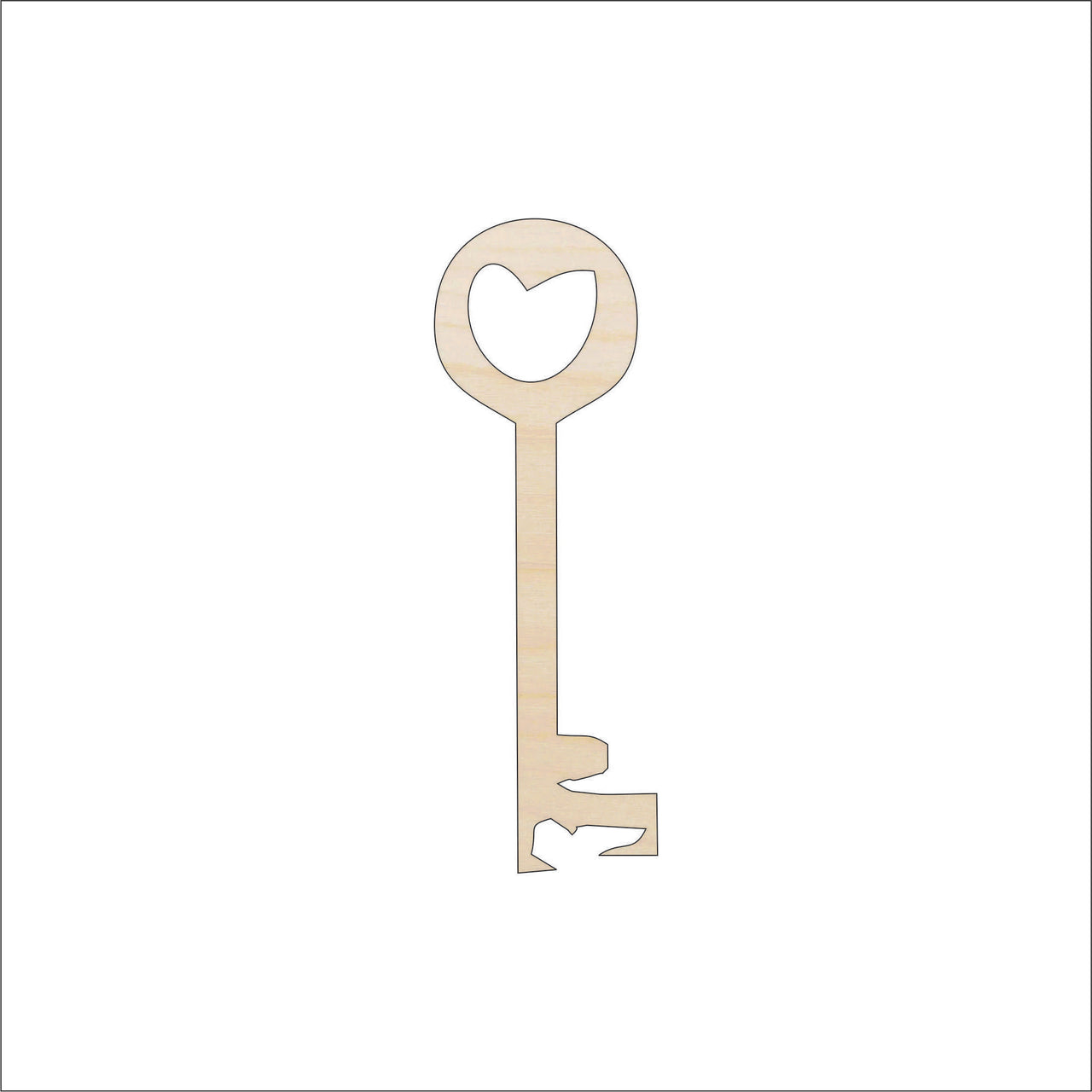 Key Wood Craft Shape - Laser Cut Baltic Birch Unfinished DIY Wood Art Supplies KEY30 - The Wood Shape Store