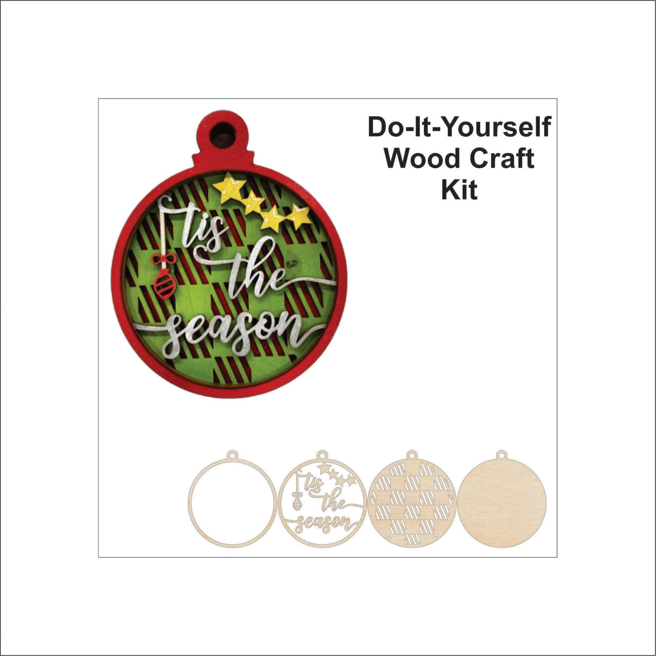 Christmas 3D Laser Cut Ornament – Baltic Birch Wood Craft Supplies | DIY Ornament Kit XM307 - The Wood Shape Store
