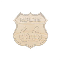 Route 66 Wood Craft Shape - Laser Cut Baltic Birch Unfinished DIY Wood Art Supplies SGN25 - The Wood Shape Store
