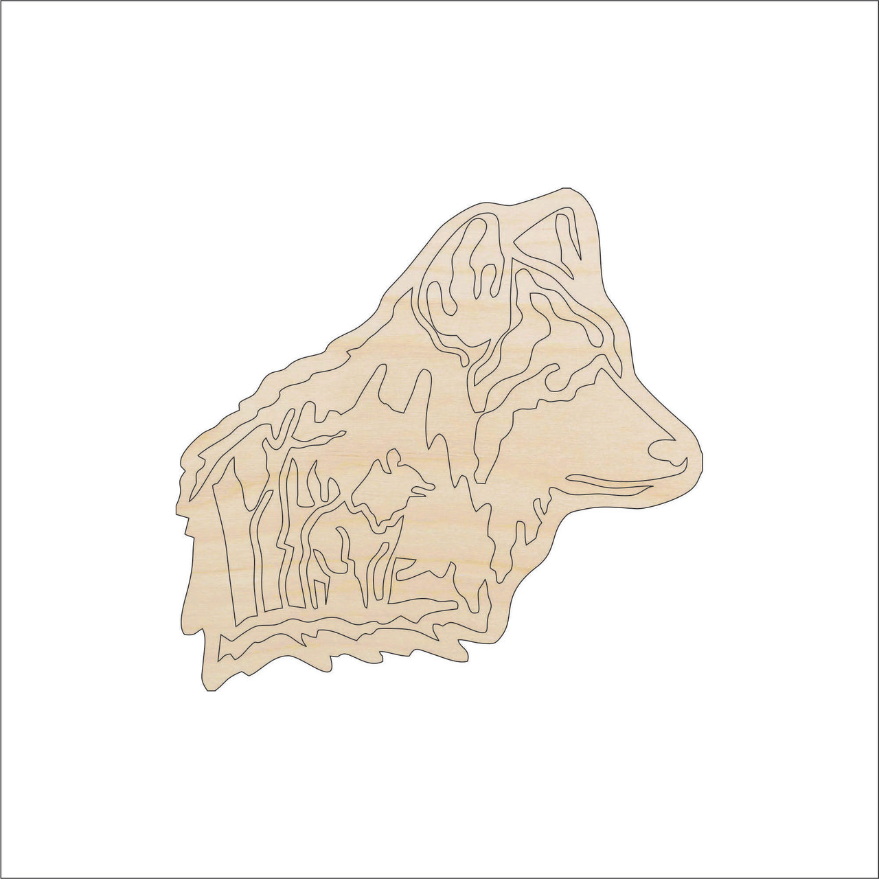 Wolf Scene Wood Craft Shape – Laser Cut Baltic Birch Unfinished DIY Wood Art Supplies ANML84 - The Wood Shape Store
