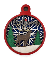 Deer 3D Laser Cut Ornament – Baltic Birch Wood Craft Supplies | DIY Wood Ornament Kit AN2 - The Wood Shape Store