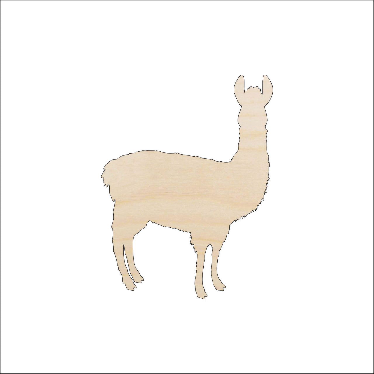 Alpaca Llama Wood Craft Shape – Laser Cut Baltic Birch Unfinished DIY Wood Art Supplies ANML121 - The Wood Shape Store
