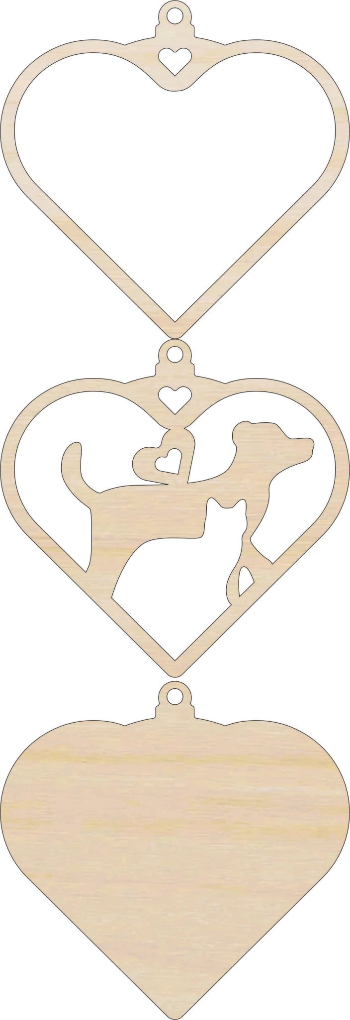 Cat & Dog 3D Laser Cut Ornament – Baltic Birch Wood Craft Supplies | DIY Wood Ornament Kit AN18 - The Wood Shape Store
