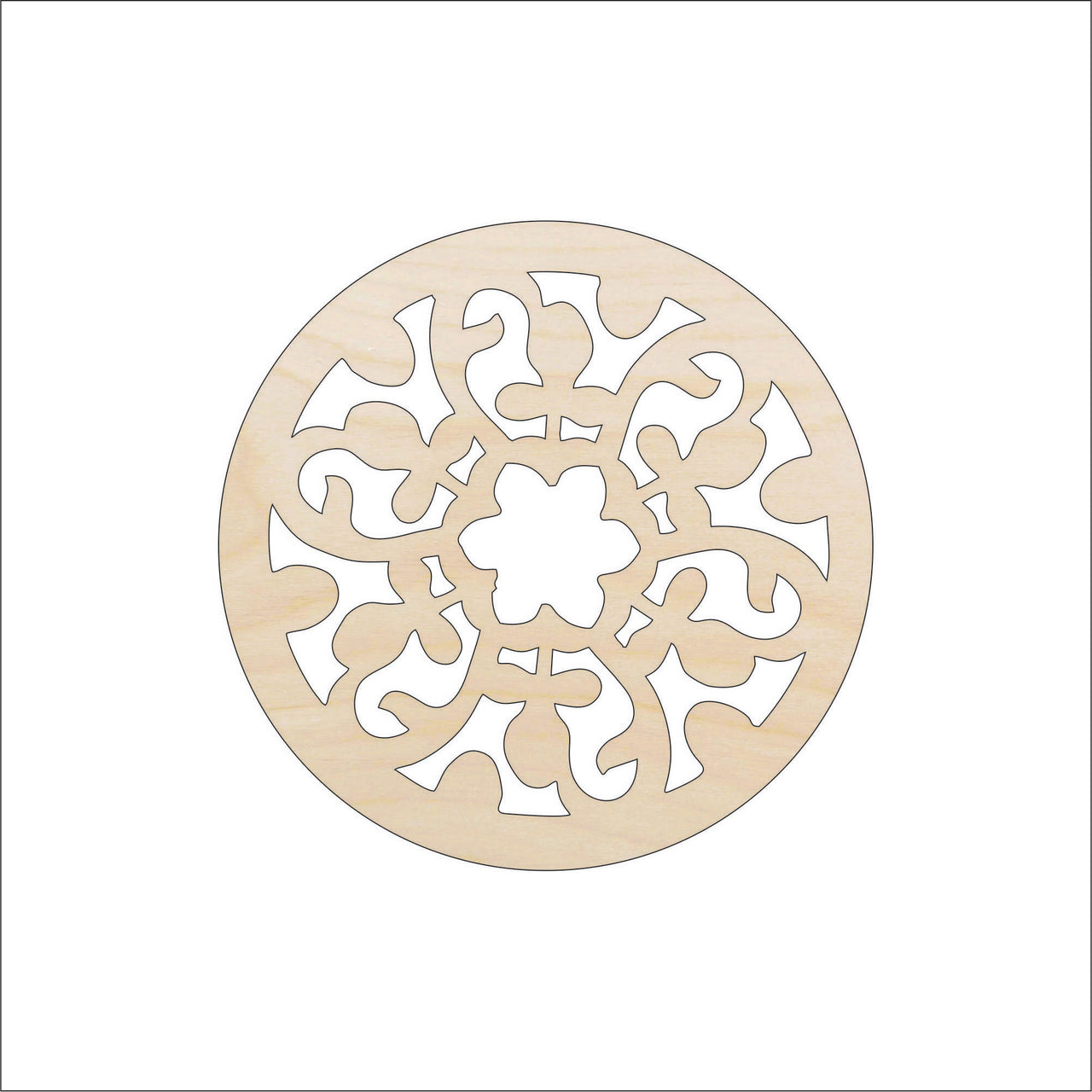 Flower Design Wood Craft Shape - Laser Cut Baltic Birch Unfinished DIY Wood Art Supplies CSTR22 - The Wood Shape Store