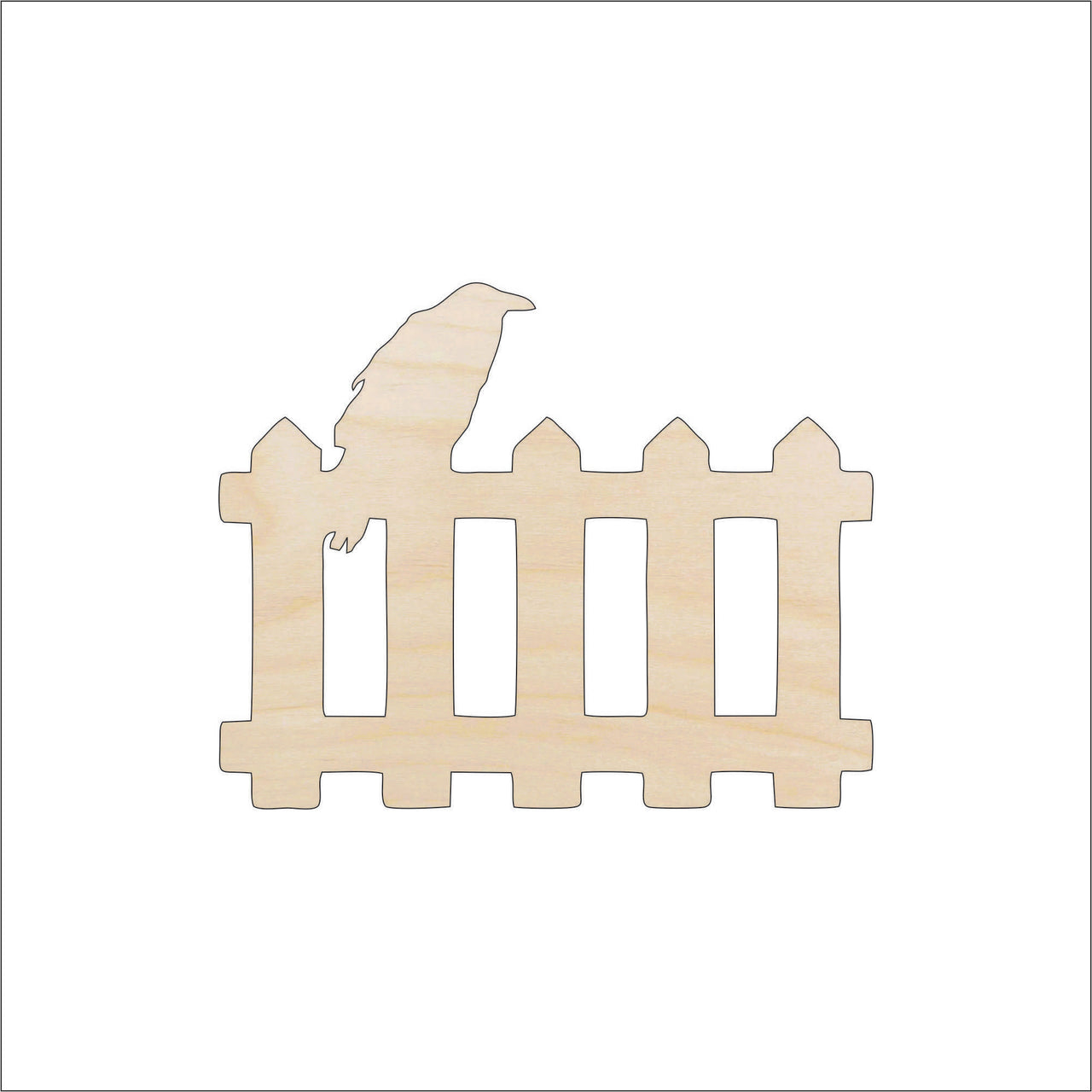Raven & Fence Wood Craft Shape - Laser Cut Baltic Birch Unfinished DIY Wood Art Supplies FAL157 - The Wood Shape Store