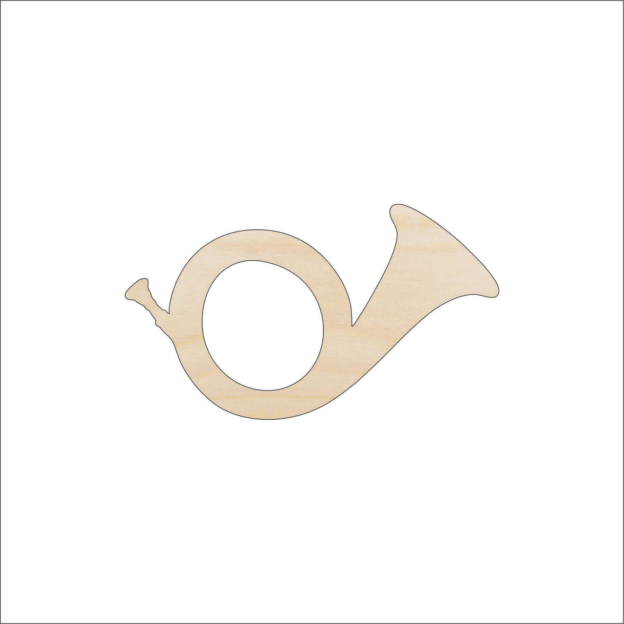 French Horn Wood Craft Shape - Laser Cut Baltic Birch Unfinished DIY Wood Art Supplies MSC40 - The Wood Shape Store