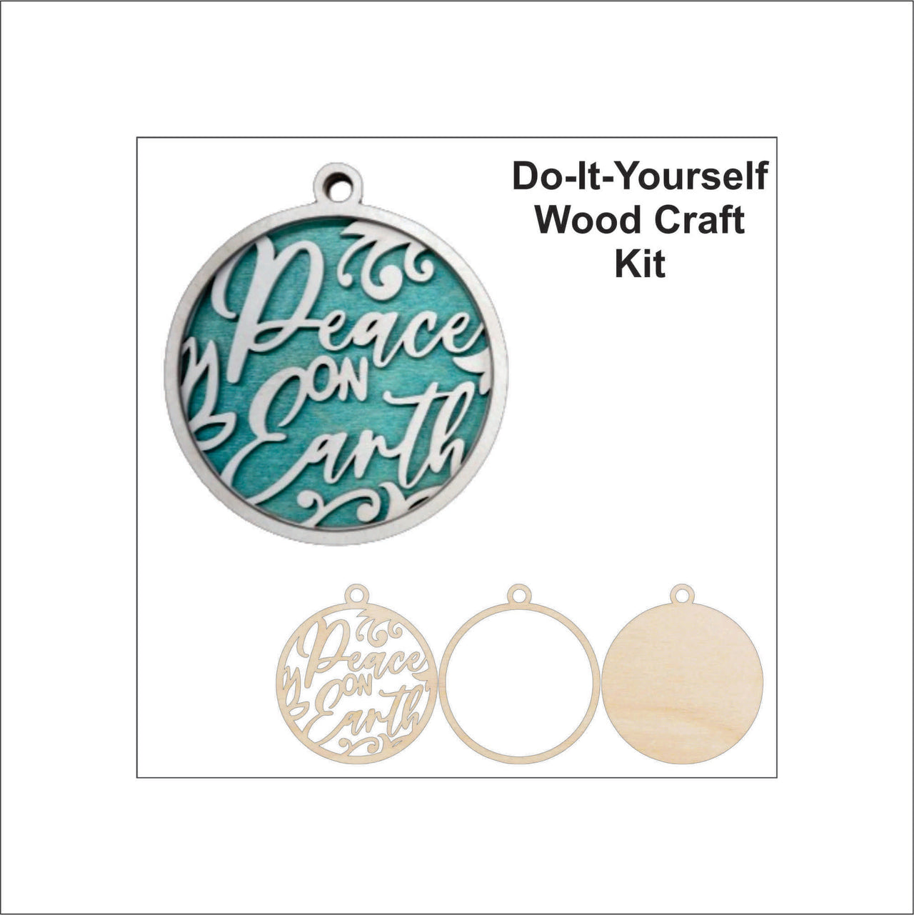 Peace 3D Laser Cut Ornament – Baltic Birch Wood Craft Supplies | DIY Wood Ornament Kit RE11 - The Wood Shape Store