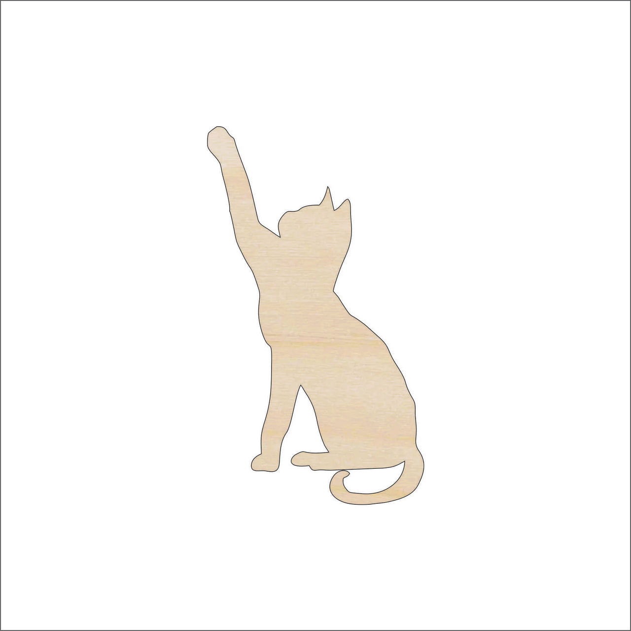Cat Wood Craft Shape - Laser Cut Baltic Birch Unfinished DIY Wood Art Supplies CAT66 - The Wood Shape Store