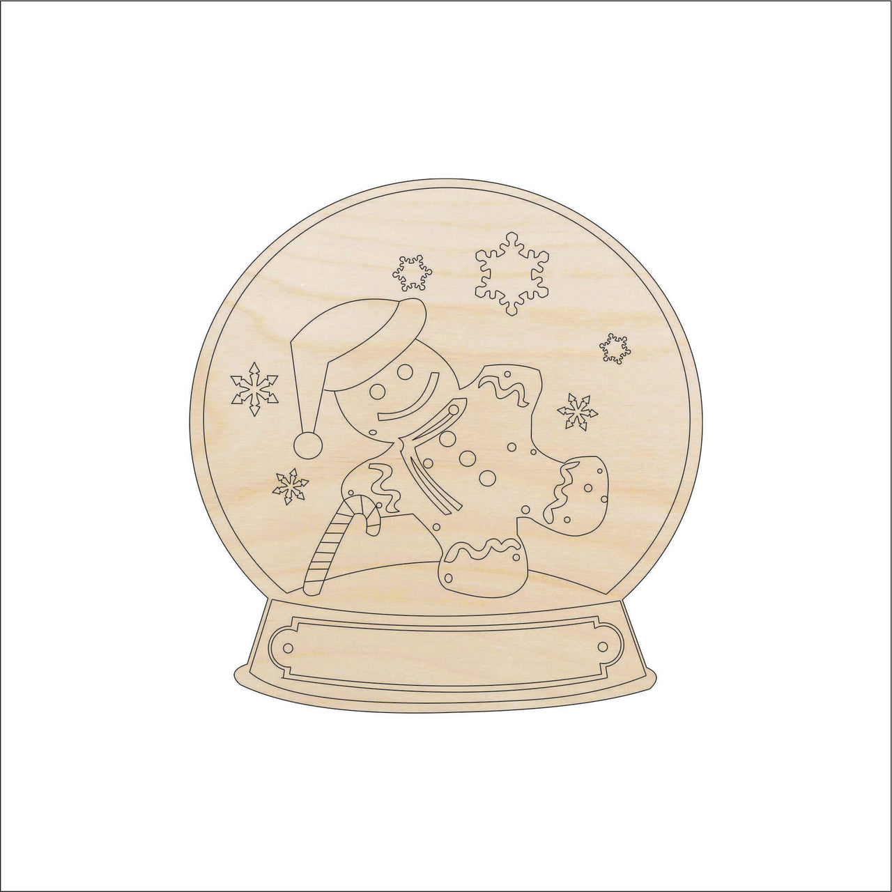 Snow Globe Wood Craft Shape - Laser Cut Baltic Birch Unfinished DIY Wood Art Supplies XMS158 - The Wood Shape Store