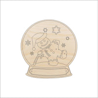 Snow Globe Wood Craft Shape - Laser Cut Baltic Birch Unfinished DIY Wood Art Supplies XMS158 - The Wood Shape Store