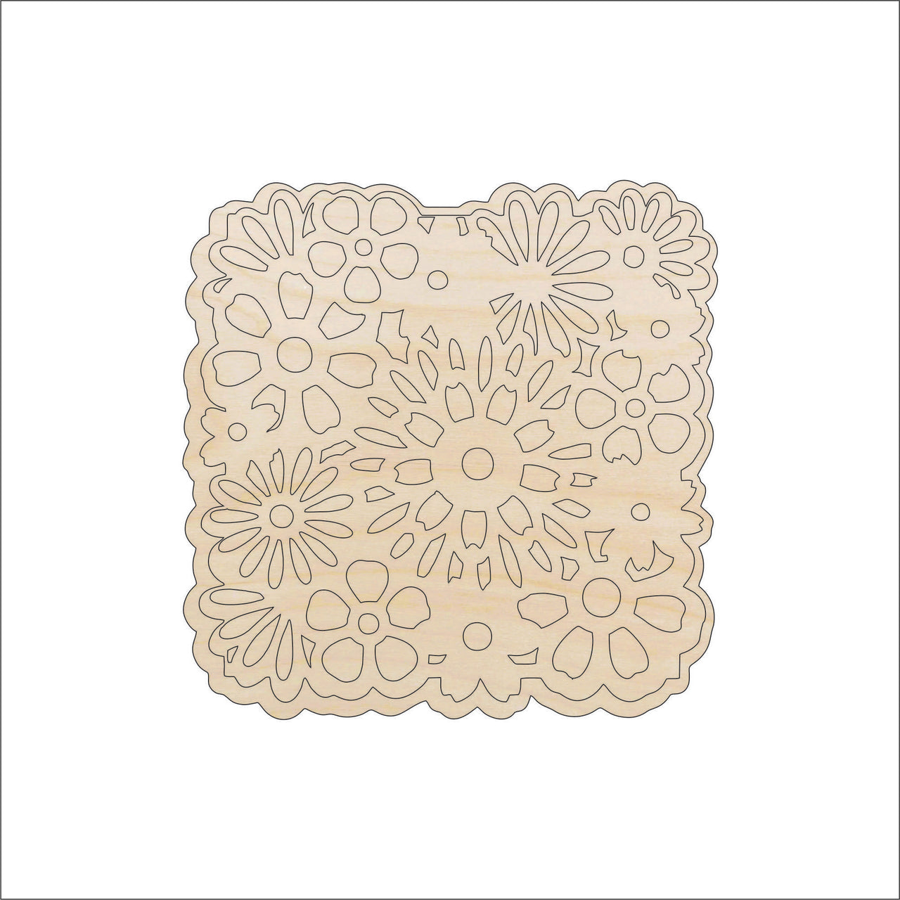 Flower DesignWood Craft Shape - Laser Cut Baltic Birch Unfinished DIY Wood Art Supplies CSTR17 - The Wood Shape Store