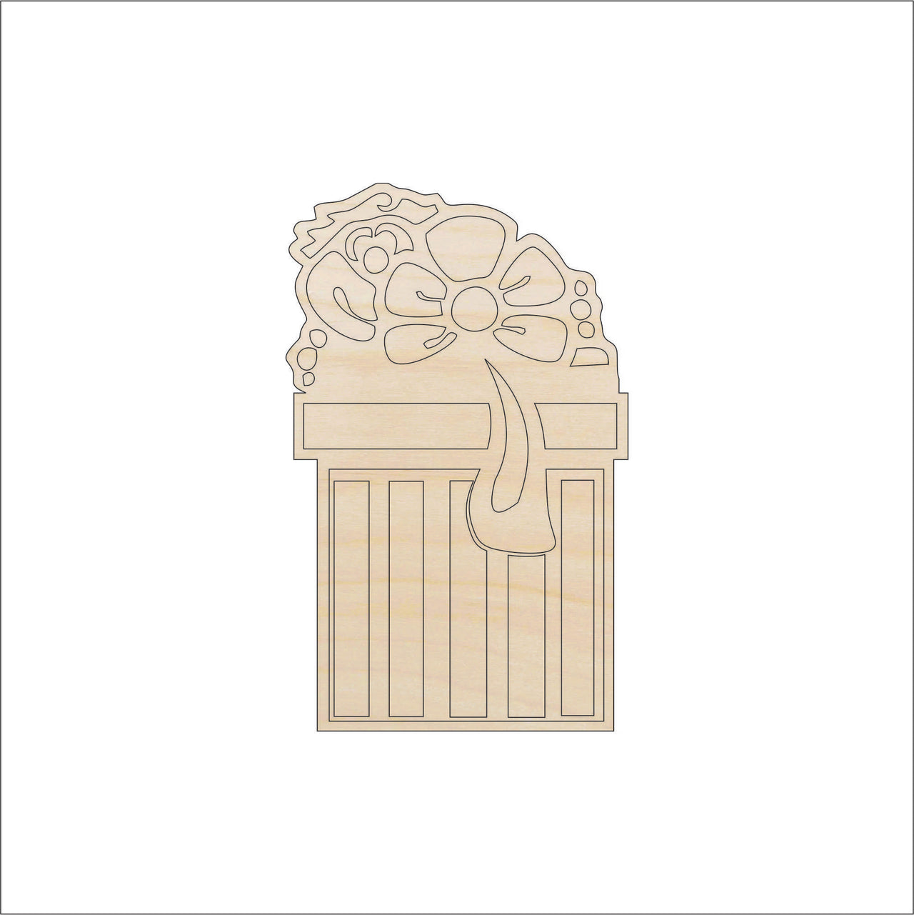 Present Wood Craft Shape - Laser Cut Baltic Birch Unfinished DIY Wood Art Supplies XTR23 - The Wood Shape Store