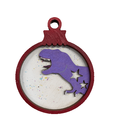 Dinosaur 3D Laser Cut Ornament - Baltic Birch Wood Craft Supplies l DIY Wood Ornament Kit MY2 - The Wood Shape Store