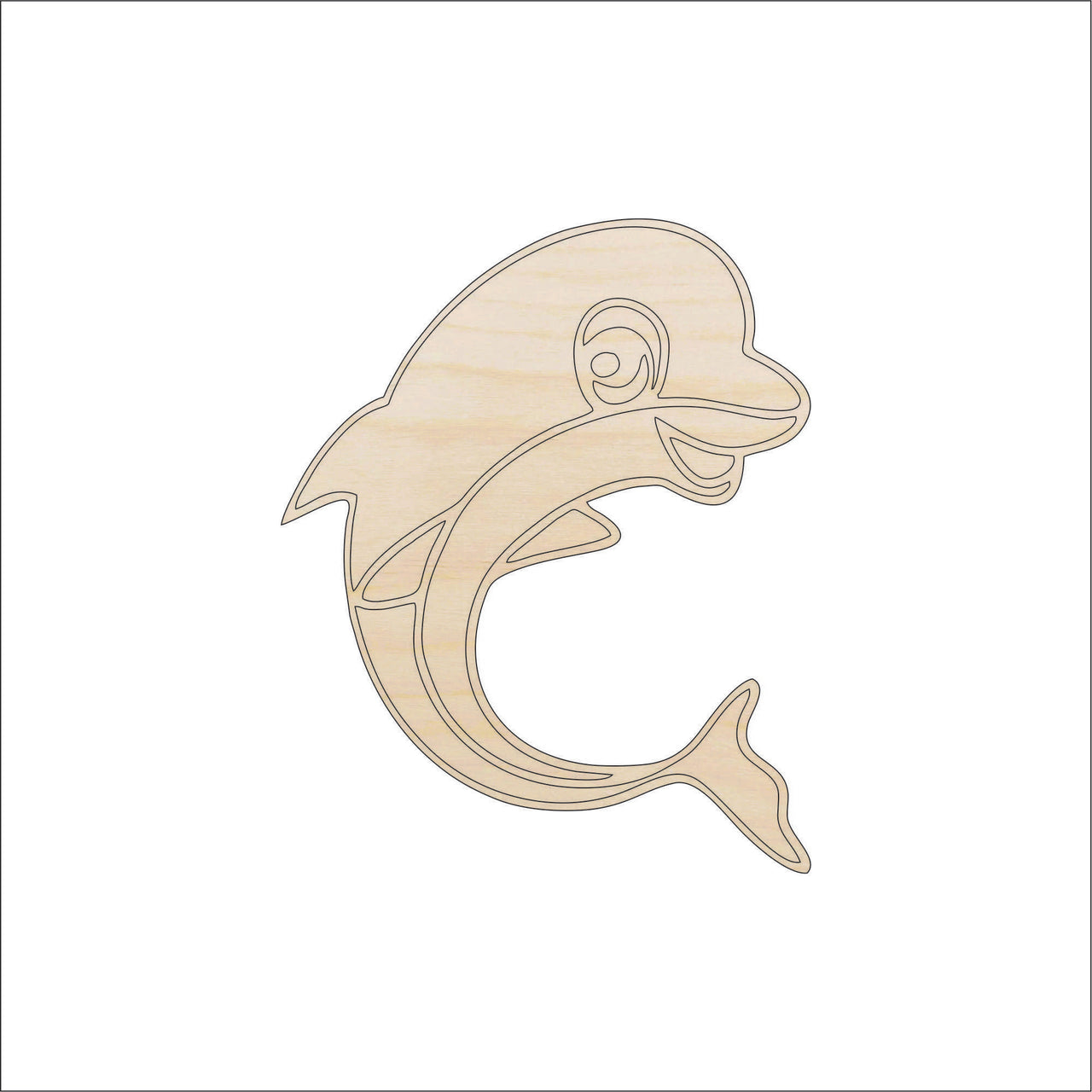Dolphin Wood Craft Shape - Laser Cut Baltic Birch Unfinished DIY Wood Art Supplies SEA8 - The Wood Shape Store